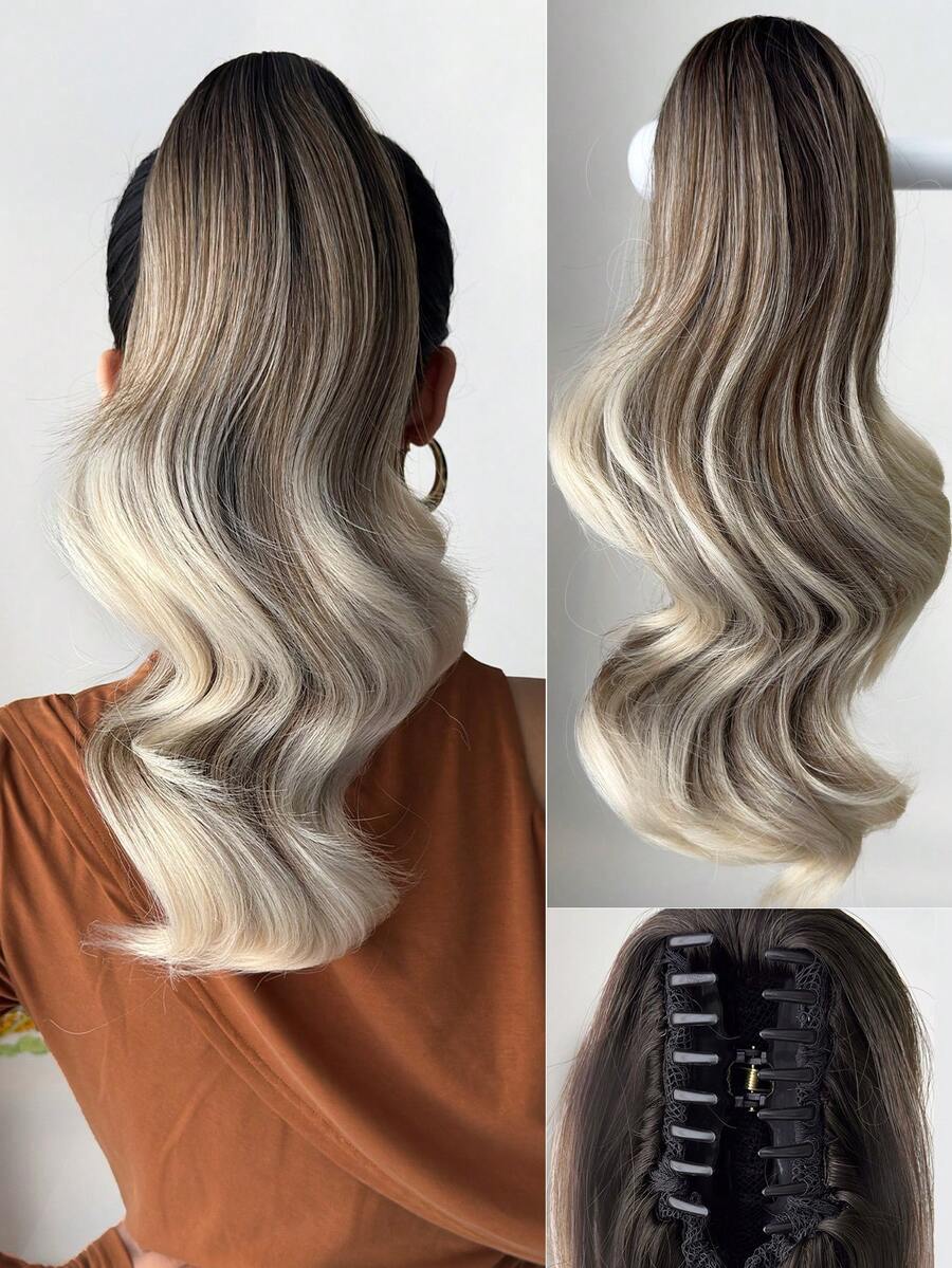 16-Inch Short Wavy Synthetic Ponytail Hair Extension, Heat Resistant Fiber, Suitable For Girls, Women, Party And Daily Use