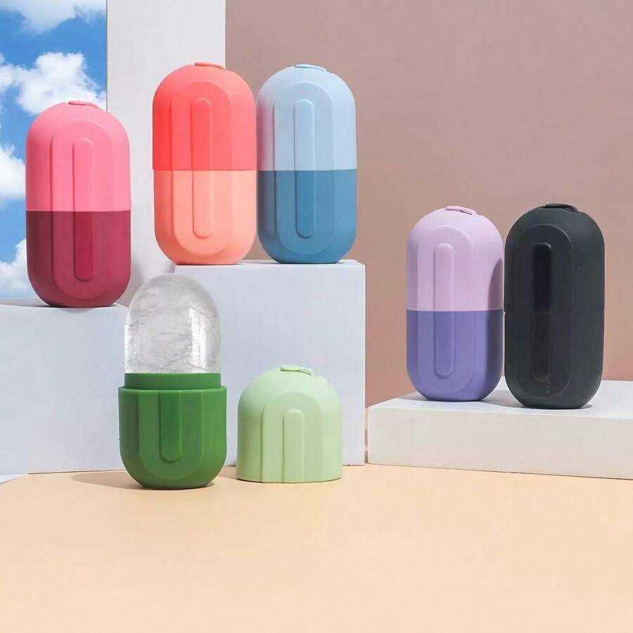 Upgraded Back Shaping, Face & Eye Massage Ice Roller - Skincare Facial Massager - Silicone Ice Mold, Creates Refreshing Skin. Ice Roller For Face And Eye Puffiness Relief, Facial Massager Contour And Enhance Skin Care And Radiance, Ice Roller Cube Mold. 1pc Face & Eye Massage Ice Roller, Upgraded Ice Facial Roller, Facial Beauty Ice Roller, Facial Ice Cube, For Facial Beauty Depuffing, Reusable Leak-Proof Skincare Tool Kitchen Accessory - Pink - View 1