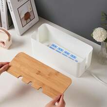 Caja organizadora de cables con tapa de madera, oculta los cables, se adapta a varios enchufes de adaptador, organizador de cables espacioso, protector de toma de corriente oculto en el escritorio o el piso - Ideal para el hogar y la oficina, un gran regalo para amigos, novio, novia, madre, Día de la Madre, boda, almacenamiento - Multicolor - Ver 4