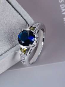 1 pieza Anillo redondo brillante, anillo de mujer, adecuado como regalo de cumpleaños, regalo del Día de San Valentín y regalo de inauguración de la casa, noble regalo para mamá