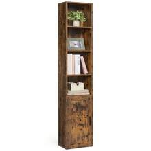 VASAGLE Custos Collection - Bibliothèque, Étagère Haute sur 6 Niveaux, avec Porte, Meuble de Rangement Ouvert, 24 x 31,8 x 175 cm, pour Salon, Bureau, Salle à Manger, Marron Rustique - Acajou - Voir 2