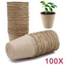 100pcs Seedling Pots , Lightweight, Planting Starter Set For Indoor & Outdoor Gardening - Brown - View 2
