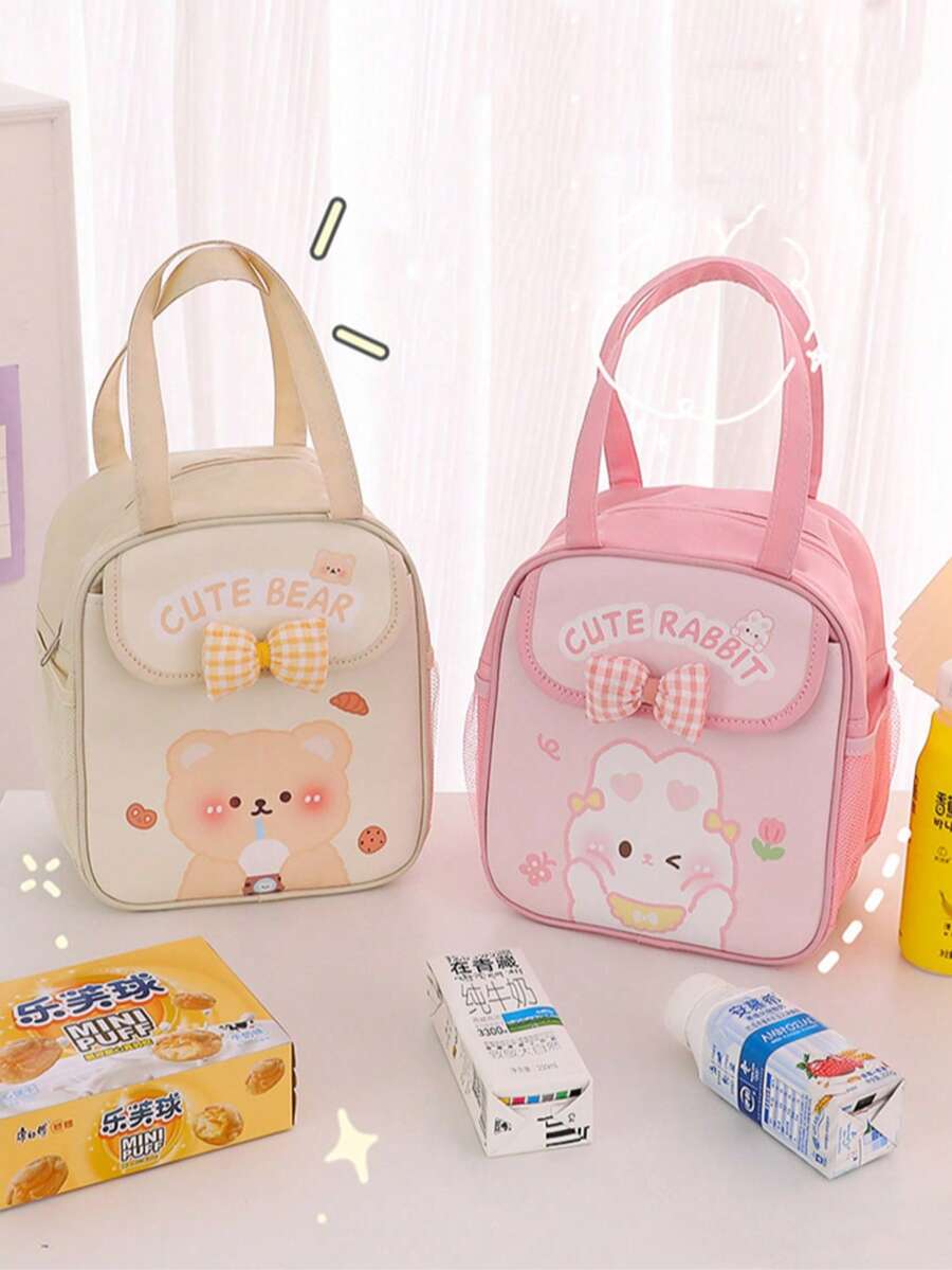 1pc Cute & Spacious Insulated Lunch Bag, Thermal Carry Bag For Students, Thickened Aluminum Foil Lining