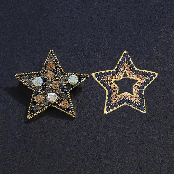 1pc Vintage Star Design Zinc Alloy High-End Unique Brooch For Women, Suitable For Daily Casual Wear