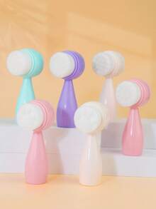 1 件波尔卡圆点软毛洁面刷，深层清洁手动硅胶软毛面部刷 - 彩色 - 查看 3