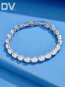 DV JEWELRY 1 件女士奢华锆石镀铂金手链，优雅珠宝，适合约会、婚礼、派对、周年纪念