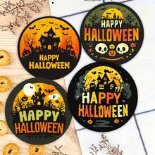 1 Set /4 Pieces /6 Pieces: Halloween Horror House Pattern Diatom Mud Coasters, Floral Coffee Coasters, Multi-Occasion Decoration For Home And Restaurant, Daily Gifts, Table Decoration, Daily Decoration, Theme Party Decoration - Multicolor - View 3