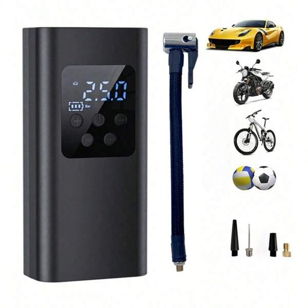 SUITU Portable Tire Inflator / Car Air Compressor - Car Accessories, 150 PSI Wired / Wireless Handheld Smart Air Pump, 3 X Fast Inflate Auto Shut Off, Mini Electric Tire Inflator For Car / Motorcycle / Balloon. Car Must-Have.