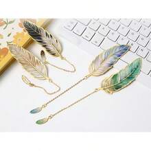 High Aesthetic Metal Feather Bookmark, Retro Artistic Feather Bookmark, Chinese Style Cultural And Creative Souvenir,For School Supplies,Back To School - Multicolor - View 1