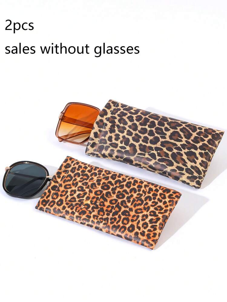 Pack 2 Estuches Gafas Estampado Leopardo - Metal Resistente, 17x7x5 Cm, Multiusos (Gafas De Sol, Brochas)
