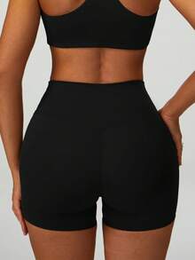 MASKERT Quần short thể thao nữ, quần short yoga, quần short chạy bộ, quần tập thể dục ngoài trời, quần thường ngày, quần short thể thao co giãn cao, thoải mái và thân thiện với da, thích hợp mặc ở nhà, màu đen mùa hè. - màu đen - Xem 4