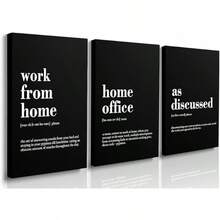 GUBIYU Black Hustle Grind Execution Wall Art Set Of 3 Framed Canvas Office Inspirational Motiviational Wall Decor Art Positive Quotes Posters Living Room Pictures Walls Decor Mens Guys 12x16 - 黑白家庭辦公室藝術 - 查看 1