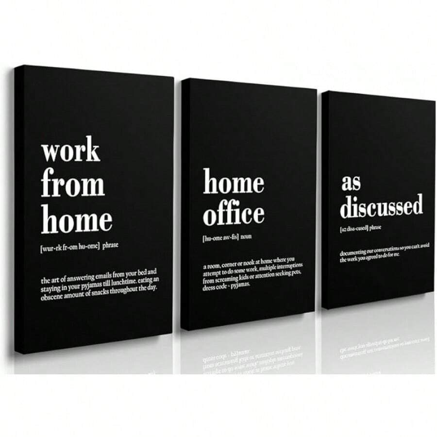 GUBIYU Black Hustle Grind Execution Wall Art Set Of 3 Framed Canvas Office Inspirational Motiviational Wall Decor Art Positive Quotes Posters Living Room Pictures Walls Decor Mens Guys 12x16 - 黑白家庭辦公室藝術 - 查看 1