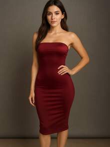 Women Long Dresses - Red Violet - View 3