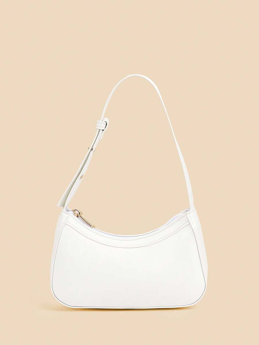 1pc Girls' Mirror Silver Tote Bag, Shiny Reflective Faux Leather Underarm Handbag