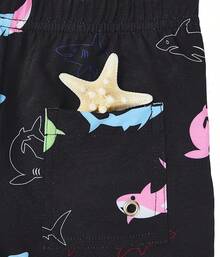 Boys Swim Trunks With Boxer Brief Liner Swim Shorts Compression Liner Youth Anti Trunks Halloween Christmas New Year - 彩色鯊魚 - 查看 6