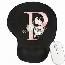 Pink Flower Letter Wrist Rest Mouse Pad Comfortable Hand Rest Support Non Slip Mice Mat Soft Pink Mouse Mat Deskpad For PC Laptop Computer - Black - View 21