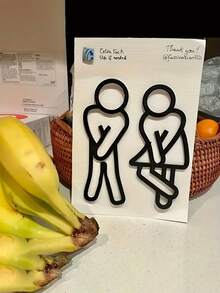 2D趣味卫生间标牌 - 男女洗手间标牌 - 男女卫生间门饰，适用于餐厅、自助餐厅、酒店、咖啡馆及其他场所 - 彩色 - 查看 2