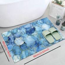 1 Stück goldene Samt Blau Abstrakte Kunst Flur Matte, Luxuriöser dekorativer Wohnzimmer Teppich, Weiche bequeme Lässig Laufmatte rutschfest waschbar Küchenboden Matten, Rutschfest Diatomit Küchenteppich, Küchenmatten - Verschiedenfarbig - Übersicht 26
