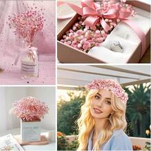 100pcs Pink Baby's Breath Dried Flower Bouquets, Everlasting Flowers, Dried Flowers, DIY Handmade Materials, Home Decoration, Wedding Arrangements - Hồng - Xem 9
