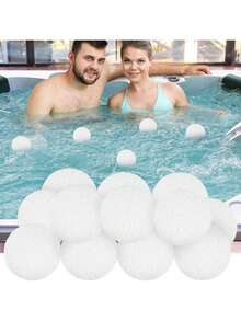 4 Pack 3 Inch Reusable Washable Oil-Absorbing Sponge Cleaning Balls For Swimming Pool, Hot Tub And Spa, Floating Pool Filter, Plastic Material, No Battery Or Power Required, White - Pool Cleaning - View 2