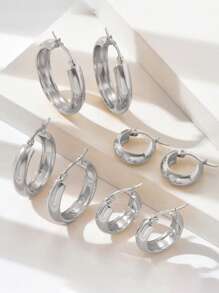 1 Pair Of Classic And Unique Light Luxury Stainless Steel Gold Plated Plain Circle Earrings, Women's Popular Fashionable Ear Jewelry