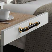 6pcs Elegant Black Gold Stainless Steel Cabinet Handles - Polished Finish, Durable Metal + Plastic Structure, Suitable For Drawers And Cabinets, Perfect For Home And Office Decor - Black Gold - View 8