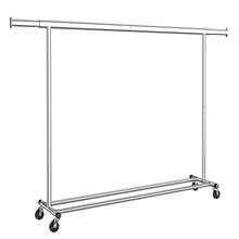 SONGMICS Portant à Vêtements avec Roulettes, Tringle Extensible pour Charge Lourde, Porte-manteau, Capacité de Charge 150 kg, 45 x (160-200) x 161,5 cm, Montage Facile, Argent/Noir - 45 x (160-200) x 161,5 cm (P x L x H) - Voir 2