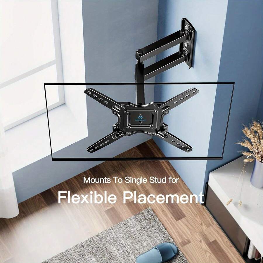 Adjustable Rotating TV Stand, Suitable For 14-27/14-42/32-55 Inch Screens - Cold-Rolled Steel, Wall Mounted Design - 黑色 - 查看 1