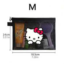 Sanrio 1-3 Stücke/Set Hello Kitty Reise Make-up Tasche, großer Kapazität leichte Kulturtasche Bad Dusche Tasche, multifunktionale Kosmetik Organizer, süße Geldbörse Etui mit Reißverschluss, tragbare Kosmetikpinsel Aufbewahrungsclutch, Kawaii Aufbewahrungsbox Reise Essentials Tasche für Schule Urlaub Schulanfang Reisebedarf Tasche für Frauen
