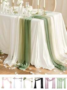 2片装法式浪漫薄纱窗帘，可调节可裁剪，可作床幔和窗帘装饰，家居窗帘，婚礼拱门装饰面料，适用于客厅、卧室、桌面、户外凉亭、婚礼和生日派对装饰、派对拱门背景（不含框架配件） - 彩色 - 查看 2