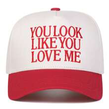 1pc Women "You Look Like You Love Me" Trucker Hat, Personalized Letter Embroidery Baseball Cap, Street Fashion Outdoor Sun Protection Casual Hat, Suitable For Spring, Autumn, Travel, Beach Vacation - Multicolor - View 5