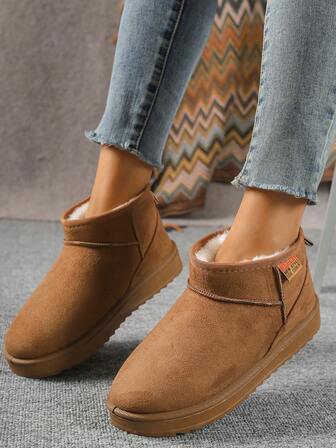 2025 New Autumn/Winter Women's Non-Slip Thick Sole Warm Solid Color Bow Snow Boots, Fashion Versatile Indoor Wear,Boots For Women,Fur Boots