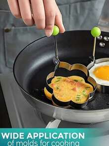 A Set Of 4 Egg Pancake Rings, 4 Egg Shaped, Circular, And Heart-Shaped Different Shapes Of Frying Molds, Maijie Stainless Steel Frying Pan, Cooking Tools, Kitchen Accessories, Small Tools, Rings - Multicolor - View 7