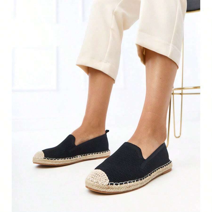 Chaussures plates simples et polyvalentes pour femmes, idéales pour les vacances - Noir - Voir 1