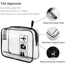 Transparente Toilettenartikel-Tasche von Lermende, Flüssigkeitstasche, Handgepä, TSA-zugelassene Kosmetiktasche, transparente Tasche, flughafenkonforme Tasche, Reisetasche, Flugzeug-Reisetasche, 1 Liter - 2 Kein glattes Grau - Übersicht 5