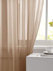 1 rèm voan mỏng, vải mỏng nhẹ, cản nắng và cách nhiệt, thiết kế dạng túi treo, độ rủ tốt, thích hợp trang trí phòng khách, phòng ngủ, ban công | Trang trí mùa thu, trang trí phòng - Màu Nâu Quýt - Xem 6