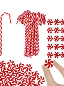 16 件糖果棒圣诞树装饰塑料薄荷糖果棒装饰品圣诞树装饰糖果棒棒糖工艺圣诞派对用品，圣诞节