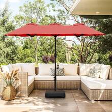 Vongrasig 13FT Large Patio Umbrellas With Base Included, Outdoor Double Sided Pool Umbrellas With Crank Handle, Large Rectangle Table Umbrella For Poolside Backyard Market,Red - Burgundy - View 7