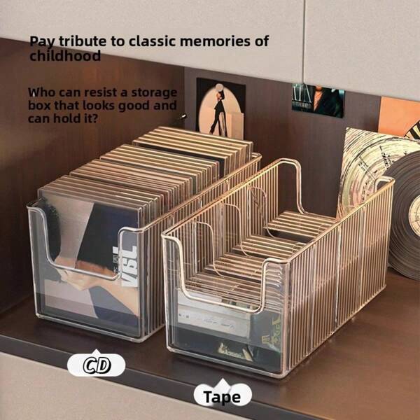 CD/Vinyl/Cassette Tape Display Storage Rack, Desktop Organizer For Album/Disc Collection