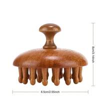 Bàn chải massage da đầu bằng gỗ đa năng, bàn chải Gua Sha phù hợp cho cả nam và nữ, dụng cụ massage tóc và cơ thể. - màu nâu - Xem 4