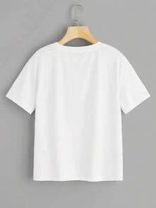 100% Algodón Playera Estampada Mujeres Cuello Redondo Natural Suelto Manga Corta Comodidad  Ropa Adecuada Todas Temporadas Estampado Impreso Camiseta  Gráfico Versatil Frutas Diseño - Blanco - Ver 2