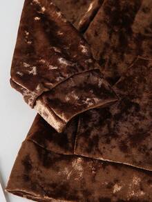 2Pcs Autumn/Winter Young Girls Vintage Rhinestone Letter Pocket Long Sleeve Hoodie Sweatshirt And Solid Comfort Velvet Pants Set, Elegant Stylish Solid Color Fall/Winter Girl Outfit - Brown - View 7