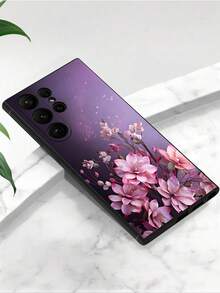 紫色花卉图案防摔防滑黑色手机壳，适用于三星 Galaxy A04e/A05s/A13/A14/A15/A34/A35/A50/A52/A53/A54/S21/S22/S23/S24/S25/S25，超强防水防震防刮，国际版，非国内版 - 黑色 - 查看 5