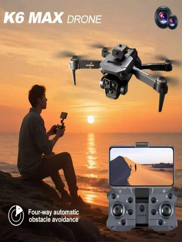 The New K6MAX Drone Equipped With An Intelligent Camera And Three Cameras Has A Stable Optical Flow Hovering Flight Function. This Is A 720P Pixel High-Definition Aerial Photography Drone That Can Be Used Both Indoors And Outdoors. The 360° Intelligent Obstacle Avoidance System Makes It An Economical And Practical Drone. A Beginner In Drones. Christmas And Halloween Gift Toys
