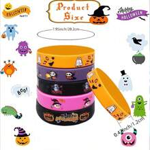 10 PCS Halloween Party Favors Silicone Bracelets Rubber Wristbands For Halloween Trick Or Treat Party Kids Goodie Bag Stuffers Fillers Decorations Accessories Supplies