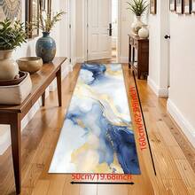 1 Stück goldene Samt Blau Abstrakte Kunst Flur Matte, Luxuriöser dekorativer Wohnzimmer Teppich, Weiche bequeme Lässig Laufmatte rutschfest waschbar Küchenboden Matten, Rutschfest Diatomit Küchenteppich, Küchenmatten - Verschiedenfarbig - Übersicht 21