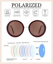 Gafas de sol cuadradas de ojo de gato polarizadas y modernas para mujeres, montura pequeña con lentes de protección UV400 - Borgoñón/Marrón - Ver 6