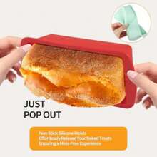 A Set Of 1/2/4 Pieces, Silicone Mini Rectangular Baking Molds (Dimensions: 19.2cm/7.56inx9cm/3.54in), Non-Stick And Easy-To-Demolding Rectangular Silicone Mini Cake Baking Trays, Suitable For Baking Bread, Soft Silicone Baking Molds And Bread Molds, Bread Trays, Brownie Cake Rectangular Baking Trays, Cake Molds. - Multicolor - View 10