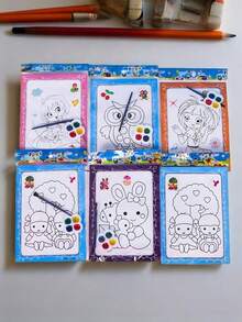 100pcs Watercolor Painting, Coloring Cards, Coloring Pages Handmade DIY Watercolor Painting Puzzle Doodle - Multicolor - View 5